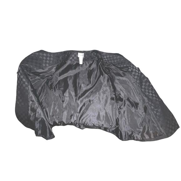 Chico‘s Women's 2 Black Floral Jacquard hook loop close lined 3/4 sleeve Blazer - Picture 8 of 10